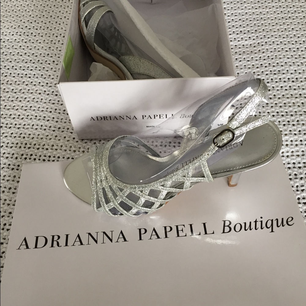 Silver glitter sandals worn once